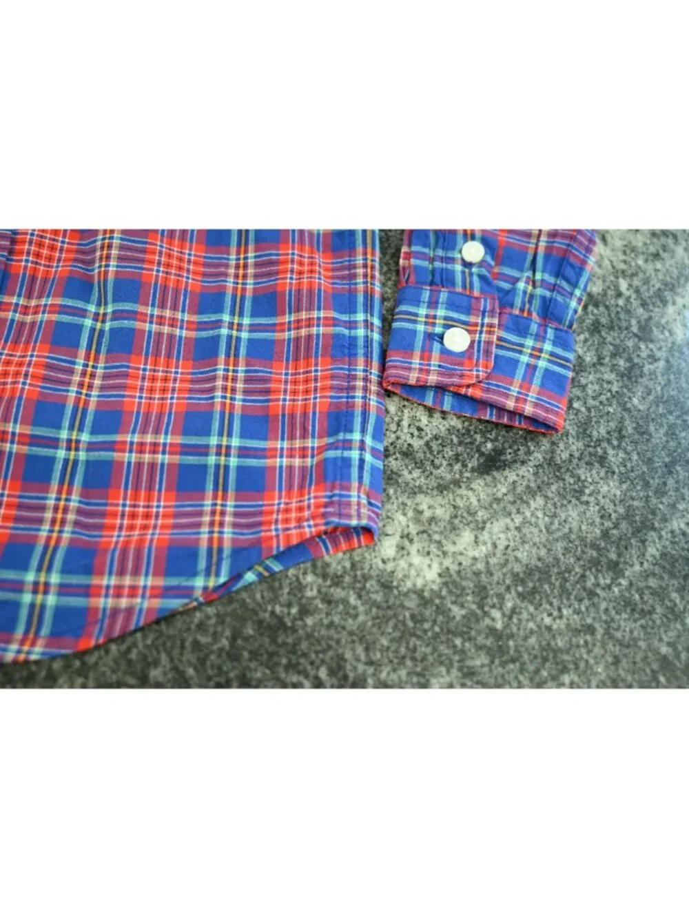 Janie and Jack Toddler Boys Plaid Button Front Shirt Blue Red 18-24 Months